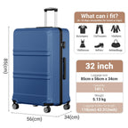 Kono ABS+PC Maleta Extra Grande de 32 Pulgadas, Diseño Horizontal Esculpidor, Equipaje Rígido con Ruedas y Mango Telescópico