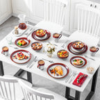Juego de vajilla de gres de 16 piezas estilo moderno para 4 personas - Platos, cuencos y vajilla con esmalte cocido en horno, platos y cuencos redondos para comidas diarias, entretenimiento festivo, montaje de mesa elegante o uso comercial