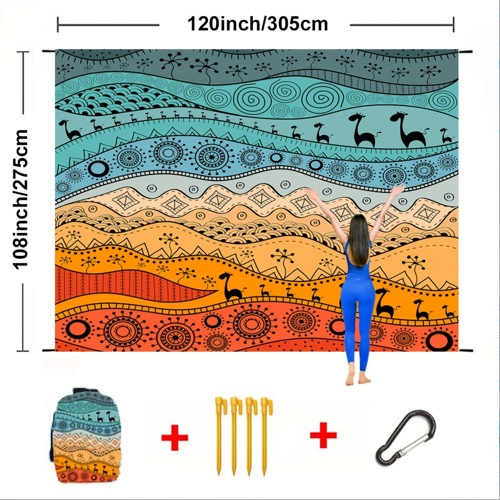 Manta de playa compacta ultraligera resistente al agua y arena de 304,8 x 274,32 pulgadas/210,82 x 200,66 pulgadas. Ideal para la playa, el parque, el césped, el camping, senderismo, conciertos y equipo al aire libre.