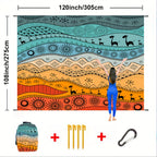 Manta de playa compacta ultraligera resistente al agua y arena de 304,8 x 274,32 pulgadas/210,82 x 200,66 pulgadas. Ideal para la playa, el parque, el césped, el camping, senderismo, conciertos y equipo al aire libre.