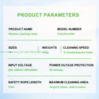 Puruikai 02 Almacén Local Robot de Limpieza de Ventanas Inteligente Rociador Automático de Agua Control Remoto Robot Eléctrico de Limpieza de Vidrios con Planificación de Alto Succión Anti Caída Seguro y Confiable Ahorro de Tiempo y Esfuerzo Limpieza de V