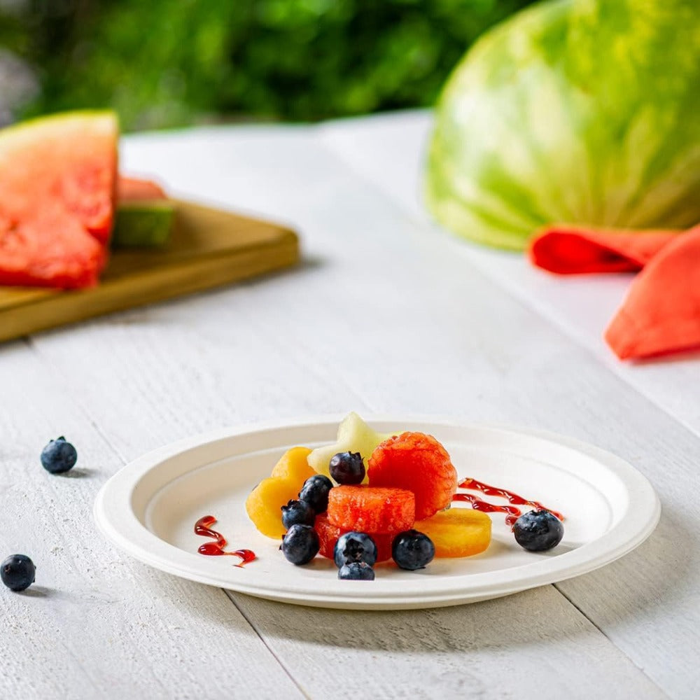 Platos de Papel de Fibra de Caña de Azúcar | Platos Especiales para Pastel de Cumpleaños | Platos para Desayuno y Cena | Platos para Barbacoa y Frutas | Platos para Ensaladas de Carne | Platos de Papel Engrosados Resistentes al AceiteCumpleaños, Fiestas,