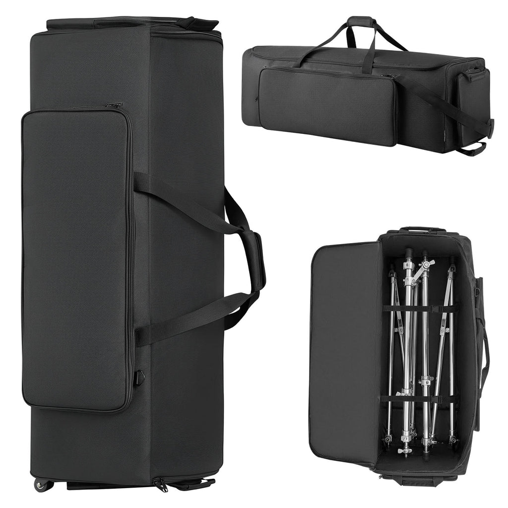 Bolsa para herrajes de batería VEVOR con ruedas, 1680D, bolsa de transporte para equipo de batería, estuche de transporte con asa resistente, cremallera duradera, ruedas de PVC suaves, múltiples bolsillos, para herrajes y accesorios de soporte, negro