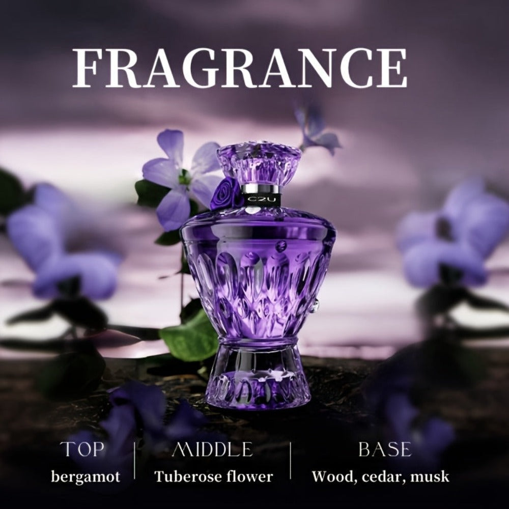2 Piezas Set de Perfume con Tacón Alto Morado y Piedra Preciosa Morada (30+75ml) Gran Capacidad, Fragancia Duradera | Notas de Bergamota, Tuberosa y Madera | Regalo Perfecto para Fiestas y Uso Personal