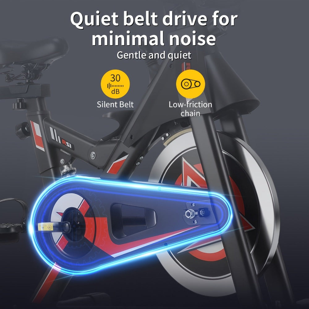 Bicicleta estática de interior Kehot | Resistencia magnética silenciosa | Pantalla LCD | Monitor de frecuencia cardíaca | Manillar y asiento ajustables en 6 niveles | Soporte incorporado y portabotellas | Capacidad de 150 kg | Entrenador de fitness domést