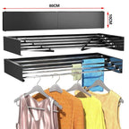 Mikomika Tendedero Plegable Montar en Paredes - Retrctil - Tendedero Plegable de 80cm para Interiores o Exteriores -y Compacto Que Ahorra de Espacio, Capacidad para 30Kilos, Cuenta con 6 barras de 80cm aluminio de alta resistencia (T001 1999)