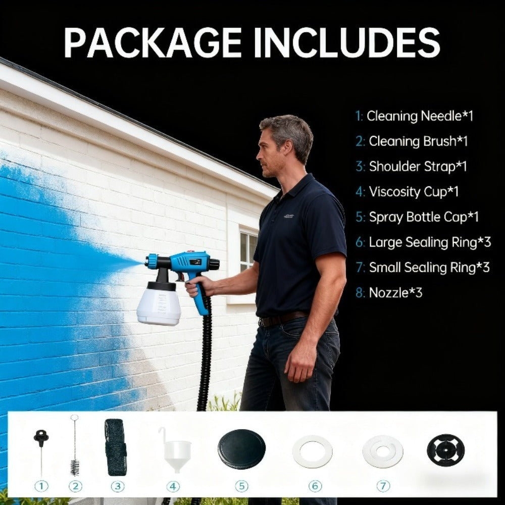 Pistola de pulverización de alta potencia HVLP de 800W para pintura gruesa (120 Din-s), recipiente extraíble de 1300ml, manguera de aire de 2.5m y cable de alimentación de 3m, 3 patrones de pulverización para horizontal/vertical, ovalado y redondo, pintur
