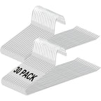Una colección de 30 perchas doradas antideslizantes diseñadas para pantalones, con un diseño abierto que ahorra espacio. Estas perchas versátiles son ideales para sujetar pantalones, bufandas, jeans, toallas y más, disponibles en negro, blanco y gris.