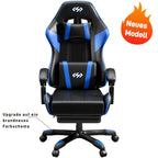 Silla de gaming ergonómica con acolchado de resorte ultrasuave, silla de oficina con reposacabezas y soporte lumbar, ángulo de inclinación y reposapiés ajustables, hecha de piel sintética duradera, regalos para novio