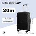 1 pieza de equipaje de PP resistente de 20 pulgadas, duro y suave, con ruedas giratorias de 360°, cerradura con contraseña y estilo TSA, asa extensible, cremallera suave y bolsillos de malla - Adecuado para equipaje de mano en aviones, trenes y viajes