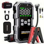 Inflador de neumáticos y arrancador de coche con compresor de aire, impulsor de batería de 8000A, power bank y luces LED. Esta caja de arranque automático de 12V es adecuada para todos los vehículos de gasolina o diésel de 10.0L y viene con una funda de t