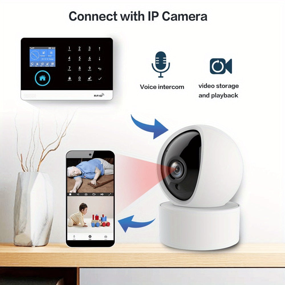 Sistema de alarma PGST para seguridad del hogar, kit de alarma DIY WiFi+GSM 2G con alerta por aplicación de teléfono, sensor de puerta/ventana, control remoto, compatible con Alexa y Google para casa, apartamento