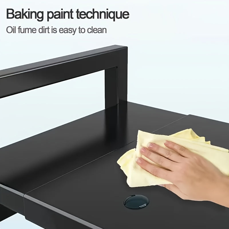 Estante de microondas ajustable de 2 niveles - Organizador resistente que ahorra espacio para cocina/baño, estante de almacenamiento expandible multiusos con diseño abierto de doble capa, estante de pie, estante de pie