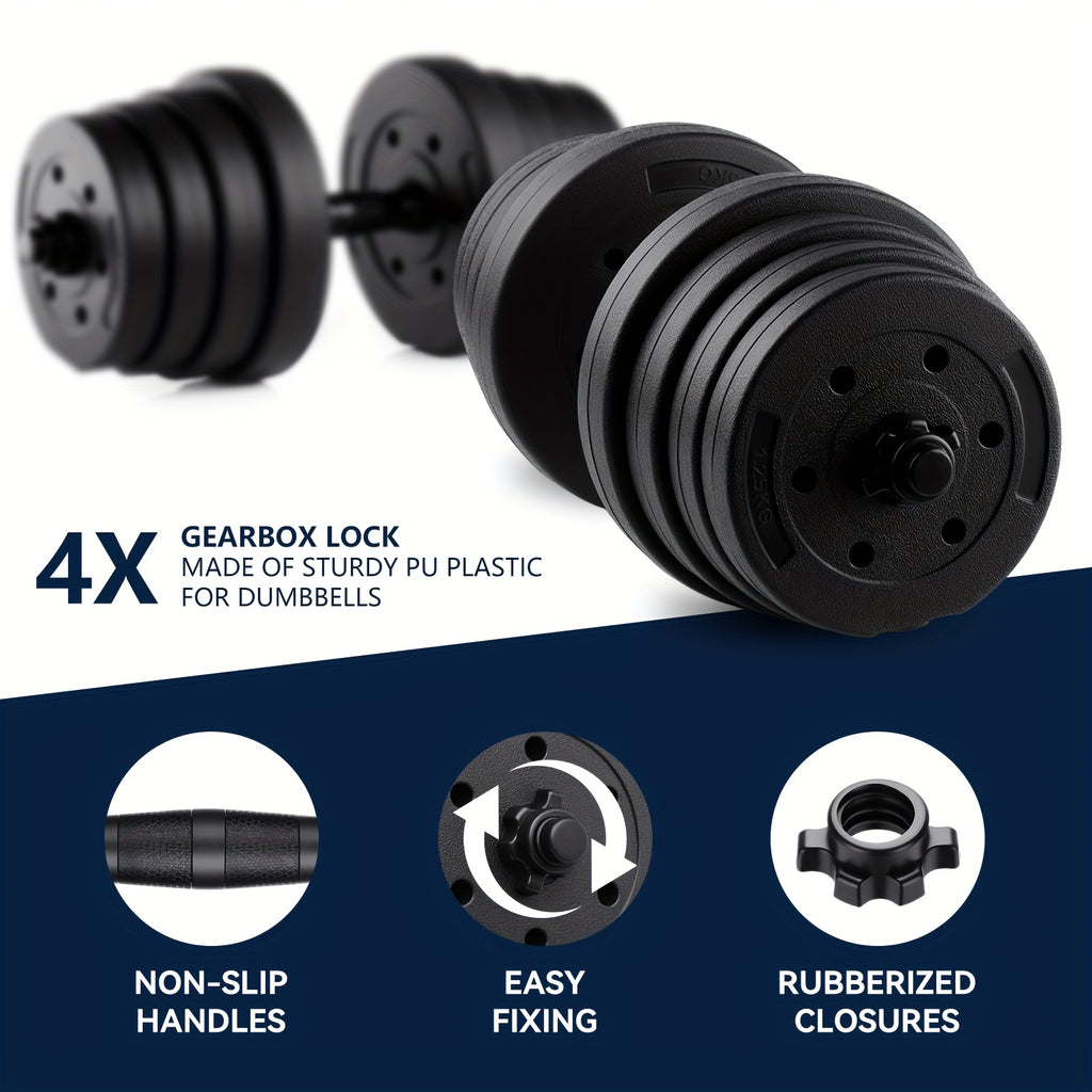 Juego de mancuernas ajustables 2 en 1 de 30 kg | Juego de mancuernas y barra | Equipo de gimnasio en casa para entrenamiento de fuerza, desarrollo muscular, ejercicios de brazos y fitness de cuerpo completo | Diseño que ahorra espacio para entrenamientos