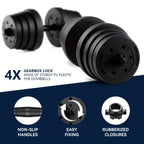 Juego de mancuernas ajustables 2 en 1 de 30 kg | Juego de mancuernas y barra | Equipo de gimnasio en casa para entrenamiento de fuerza, desarrollo muscular, ejercicios de brazos y fitness de cuerpo completo | Diseño que ahorra espacio para entrenamientos