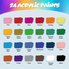 Un set de pinturas para aerógrafo en 12, 24 o 36 colores, cada una de 10 ml/0.33 oz, perfecto para diversas técnicas de pintura, incluyendo pintura al óleo, pintura a mano y proyectos. Ideal para principiantes y aficionados, así como para cerámica y arte.