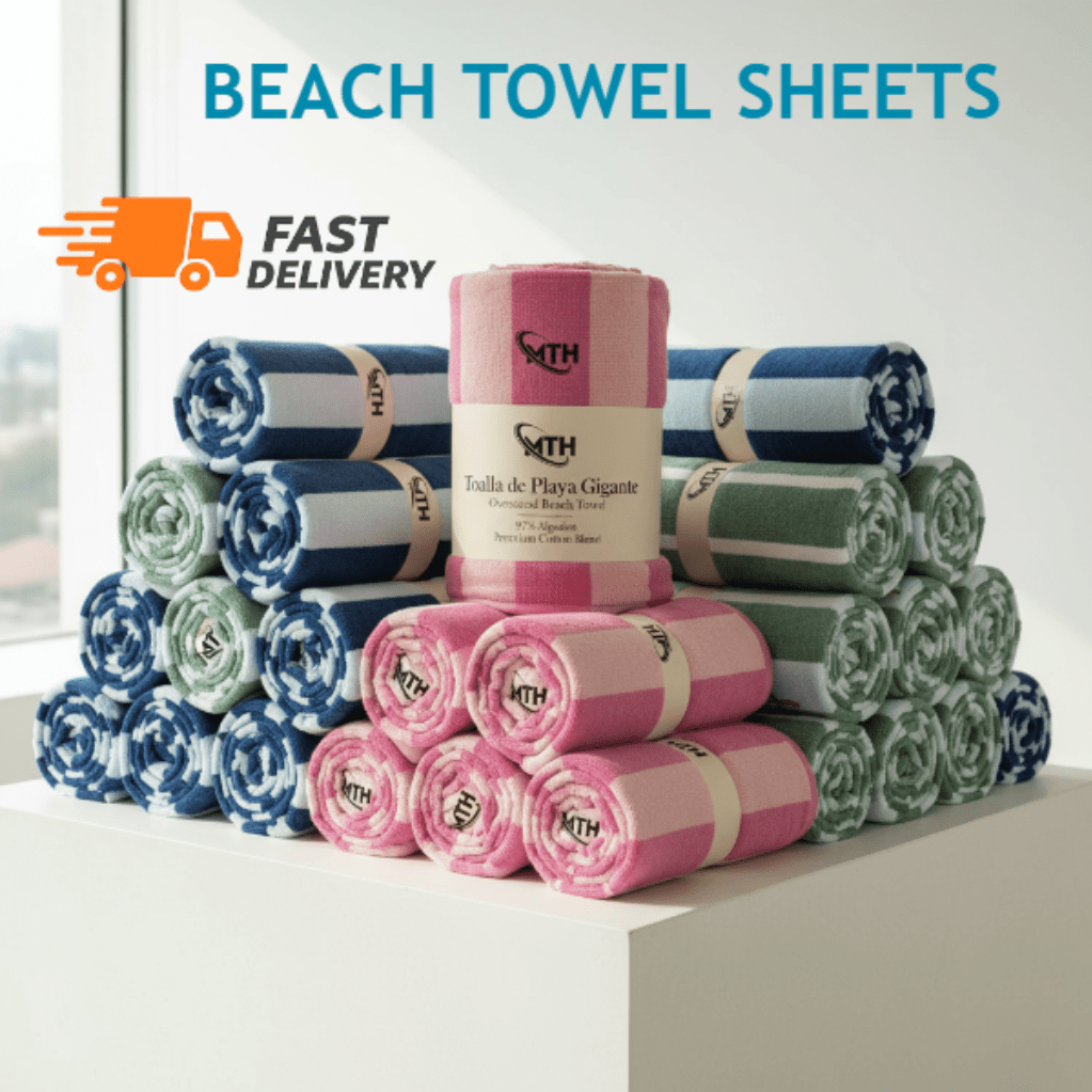 Toalla de playa grande de algodón 97% ALGODÓN 3% POLIÉSTER – XL 100x180cm Secado rápido, absorbente y ligera para piscina, playa y viajes. Diseños con estampado de rayas y tenis.