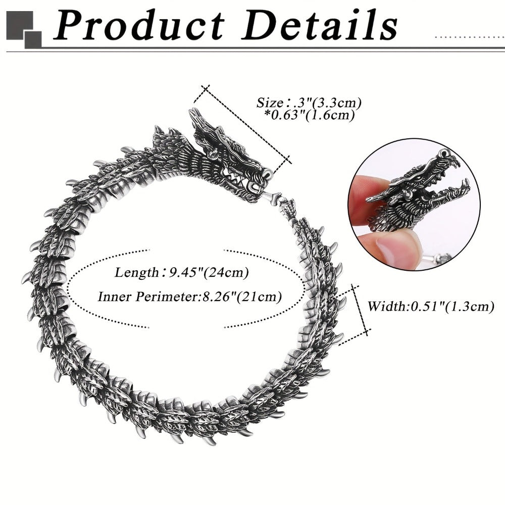 Pulsera punk vikinga de serpiente para hombre, pulsera flexible de acero inoxidable, regalo de joyería ideal para novio/esposo/papá