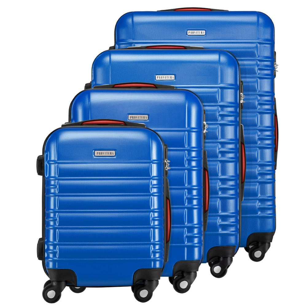 Conjunto PROVITERA de 4 Maletas Rígidas de ABS, Maleta Rígida S-M-L-XL con Asa Telescópica de Gel y 4 Ruedas de Rodadura Fácil, Trolley Ligero y Resistente al Viaje, Equipaje de Mano con Cerradura de Código, Mangos de Gel Ergonómicos, Ruedas Giratorias de