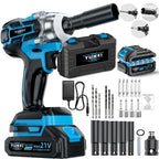 Llave de impacto eléctrica sin escobillas de alto torque, llave inalámbrica con batería de litio, kit eléctrico multifuncional opcional, agarre ergonómico, herramienta profesional portátil, adecuada para reparación de automóviles y juego de herramientas p