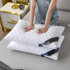 Juego de 2 almohadas de cama de calidad hotelera – Almohadas de apoyo suaves y respetuosas con la piel con alta resiliencia, comodidad transpirable para quienes duermen de lado, boca arriba y boca abajo, almohadas de cama para toda estación, acogedor rega