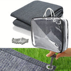 Colchoneta de Camping de Alta Calidad - Transpirable - Antideslizante - Gris Azulado - con 12 Agujeros, 13 Estacas y Bolsa de Transporte - 250/300/350/400/500/550/600Cm