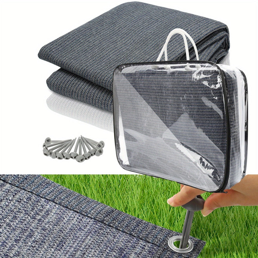 Colchoneta de Camping de Alta Calidad - Transpirable - Antideslizante - Gris Azulado - con 12 Agujeros, 13 Estacas y Bolsa de Transporte - 250/300/350/400/500/550/600Cm