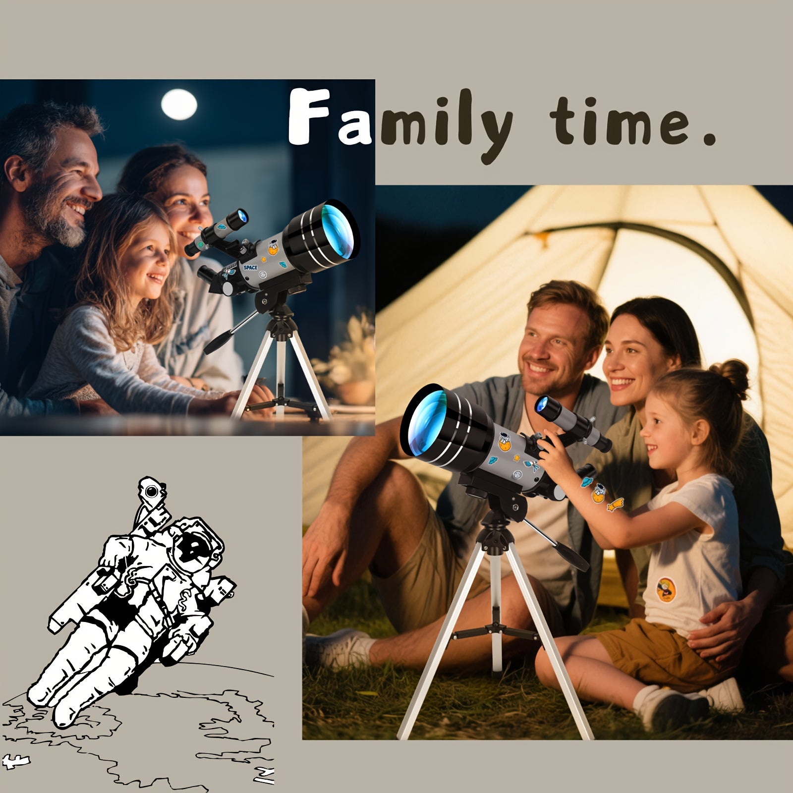 Telescopio astronómico con trípode | Luna, estrellas y observación familiar