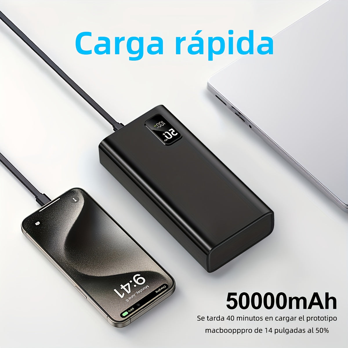 Power bank para carga durante viajes y uso diario | 50,000mAh