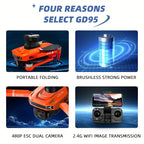 [ GD95 Dron Aéreo Profesional ] Diseño Plegable, Batería Dual de Larga Duración, Doble Cámara para Grabación, Mantenimiento de Altura y Giro de 360°, Ideal como Regalo de Navidad/Halloween o Cumpleaños para Novio
