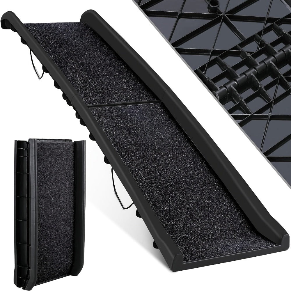 Rampa de seguridad para perros, rampa plegable para perros, 155X40 cm, con tela antideslizante y asas, rampa para perros, escalón para perros, rampa para mascotas, ayuda de acceso para perros/gatos/mascotas