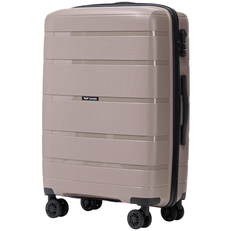 Maleta Rígida de 24" 65 × 44 × 25 Cm / Color Champán / Equipaje Resistente a Daños / ASA TELESCÓPICA / 4 Ruedas Dobles de 360° / Cerradura con Código / Asas Laterales y Superiores HAWFINCH