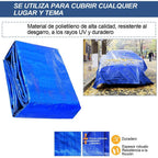 Cubierta de tejido de poliéster para reforzar techos, campings, terrazas y bordes de piscinas (azul)