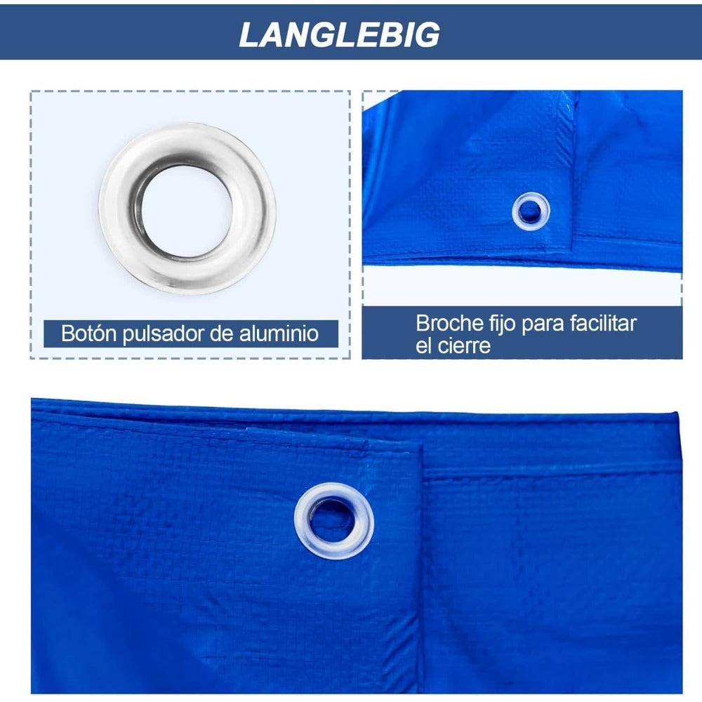 Cubierta de tejido de poliéster para reforzar techos, campings, terrazas y bordes de piscinas (azul)