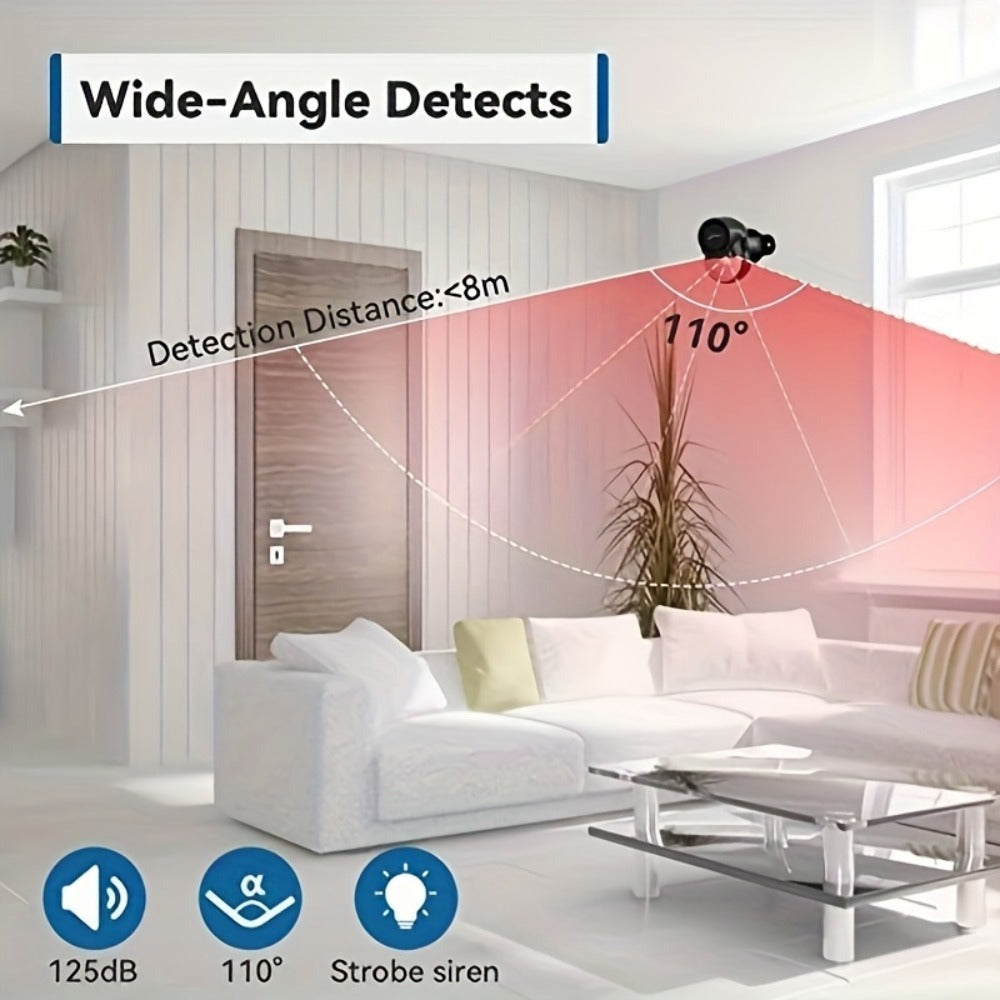 Alarma con detector de movimiento infrarrojo PIR CPVAN y control remoto, sensor de movimiento antirrobo para el hogar de 120 decibelios altos