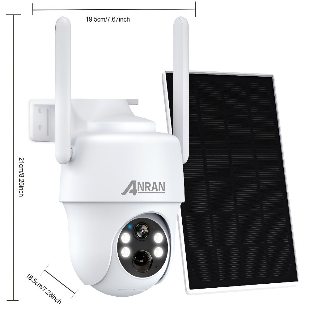 ANRAN G1: Cámara Exterior Independiente 3G/4G. ¡Sin Wifi ni Cables! Vista en Vivo por Red Móvil. Energía Solar para Energía Ilimitada. Panorámica 360°, Visión Nocturna a Color e Incluye Tarjeta SD de 32GB. Wifi No Está Habilitado. Perfecta para Sitios Rem