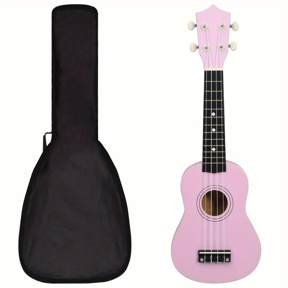 Set de Ukulele Soprano de Tilo con Bolsa y 2 Púas Escala para Instrumento Cuerda Instrumento Guitarra Hawaiana Uke Rosa 53.34 cm