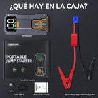 Arrancador de Coche 7000A con Linterna LED, Pantalla LCD Grande, Pack de Refuerzo de Batería de Emergencia para Coche de 12V, Jump Box, Cargador Portátil Power Bank