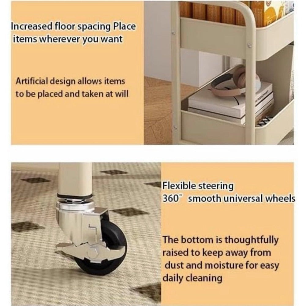 Estantera Metlica Modular de Almacenaje: Organizacin Verstil para Espacios Amplios y Compactos - Acero Galvanizado + 4 Baldas MDF, 70 x 39 x 29cm - 100Kg por Balda Estanteria cesta cesto de Fruta o Multiuso de 3 pisos ( fruta-001)
