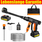 Lavadora a Presión Inalámbrica 21V 450Bar/652 PSI Portátil con 1X o 2X Batería, Boquilla Ajustable 6 en 1, Manguera de 16.4 Pies, Limpiadora de Presión para Coche/Suelo/Jardín y Riego de Patio