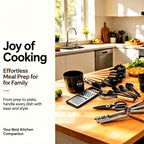 Un juego de utensilios de cocina de silicona, material de calidad alimentaria, mango de madera negro, herramientas de cocción y horneado antiadherentes y resistentes al calor, con estante de almacenamiento, adecuado para utensilios de cocina antiadherente