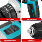 Juego de taladro de 10 mm, taladro de impacto eléctrico, destornillador eléctrico y kit de herramientas eléctricas, adecuado para decoración del hogar, apriete de tornillos y diseño, compatible con herramientas alimentadas por batería ONEVAN