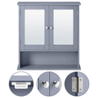 Costoffs Armario con Espejo para Baño con Puerta de Espejo, Armario Colgante para Baño con Espejo de Pared con 3 Estantes 56 Cm X 13 Cm X 58 Cm