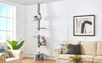 Árbol para gatos Costoffs de techo alto, altura ajustable de 226 cm a 266 cm, poste rascador multinivel con cama para gatos, plataformas y caseta