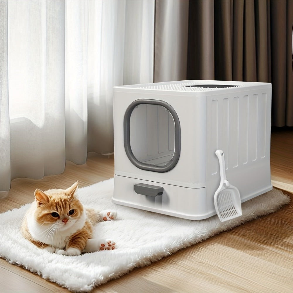 Caja de Arena para Gatos con Tapa: Arena Cerrada para Gatos, Bandeja Grande para Baño de Gatos con Diseño de Cajón de Fácil Limpieza, 38.8 X 35.8 X 48.3Cm, Sin Batería