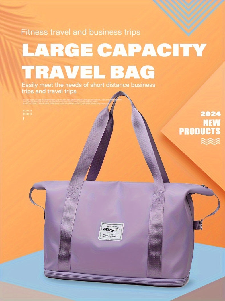 Bolso de mano de gran capacidad, equipaje de fin de semana ligero de nailon, bolsa de viaje portátil para gimnasio y almacenamiento