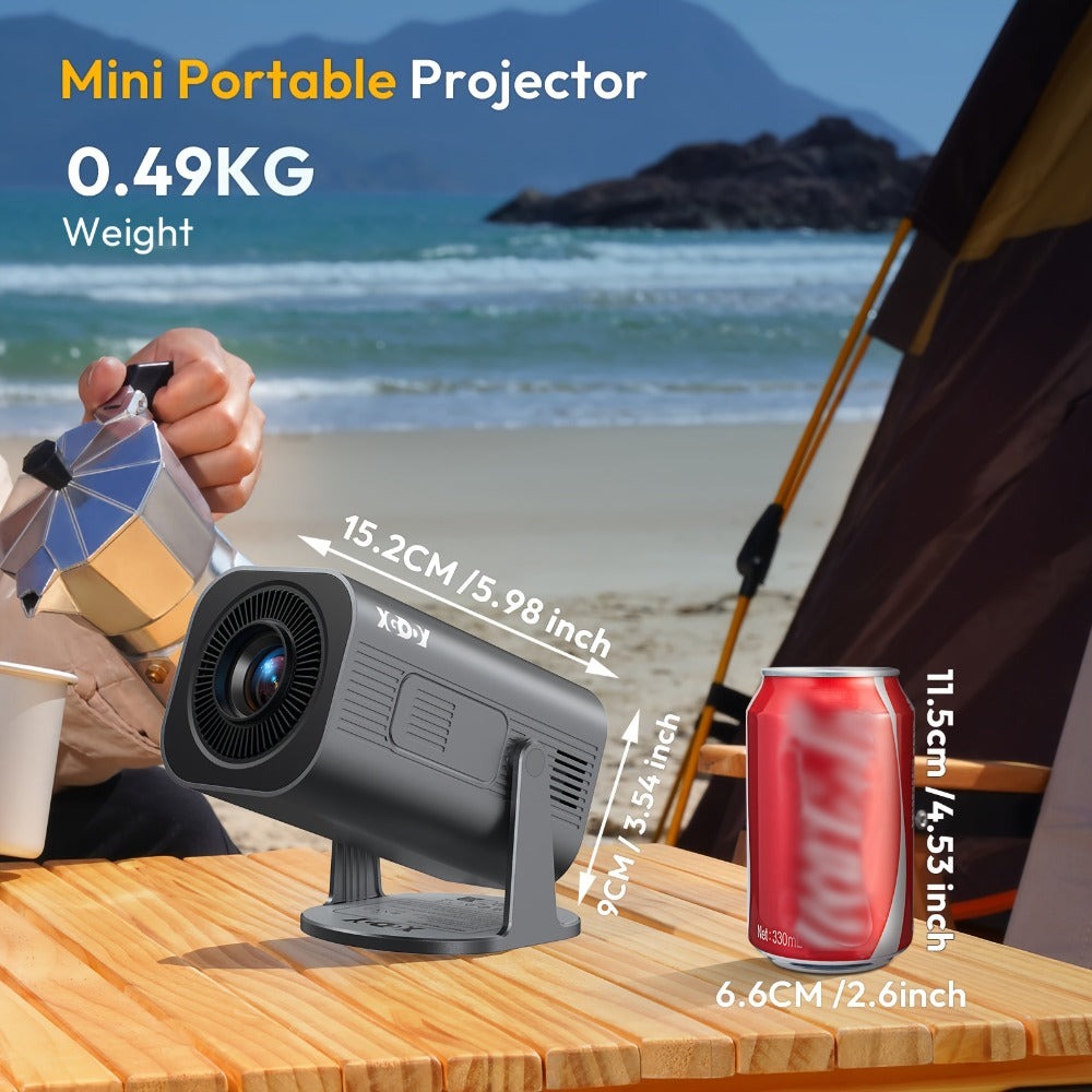 XGODY Proyector Portátil, con Android 11, Dual Wifi6, 260ANSI de Brillo, Local 1280X720P HD, Soporte 4K, Bajo Ruido, Operación con Una Mano, Ángulo de Proyección Flexible de 180°, Mini Proyector de Cine en Casa