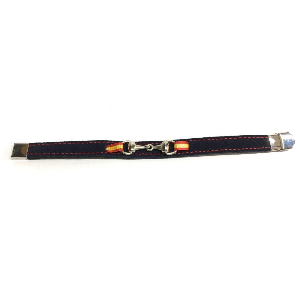 Pulsera De Cuero Figura Estribo y Figura Caballo | Bandera De España | Complementos de Moda Unisex
