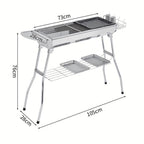 Conjunto de 1 pieza, Parrilla de Acero Inoxidable, Parrilla Exterior Engrosada, Estufa Plegable Doméstica Pequeña en un Segundo con Brochetas de Carbón, Suministros de Cocina, Accesorios de Cocina, Accesorios para Barbacoa