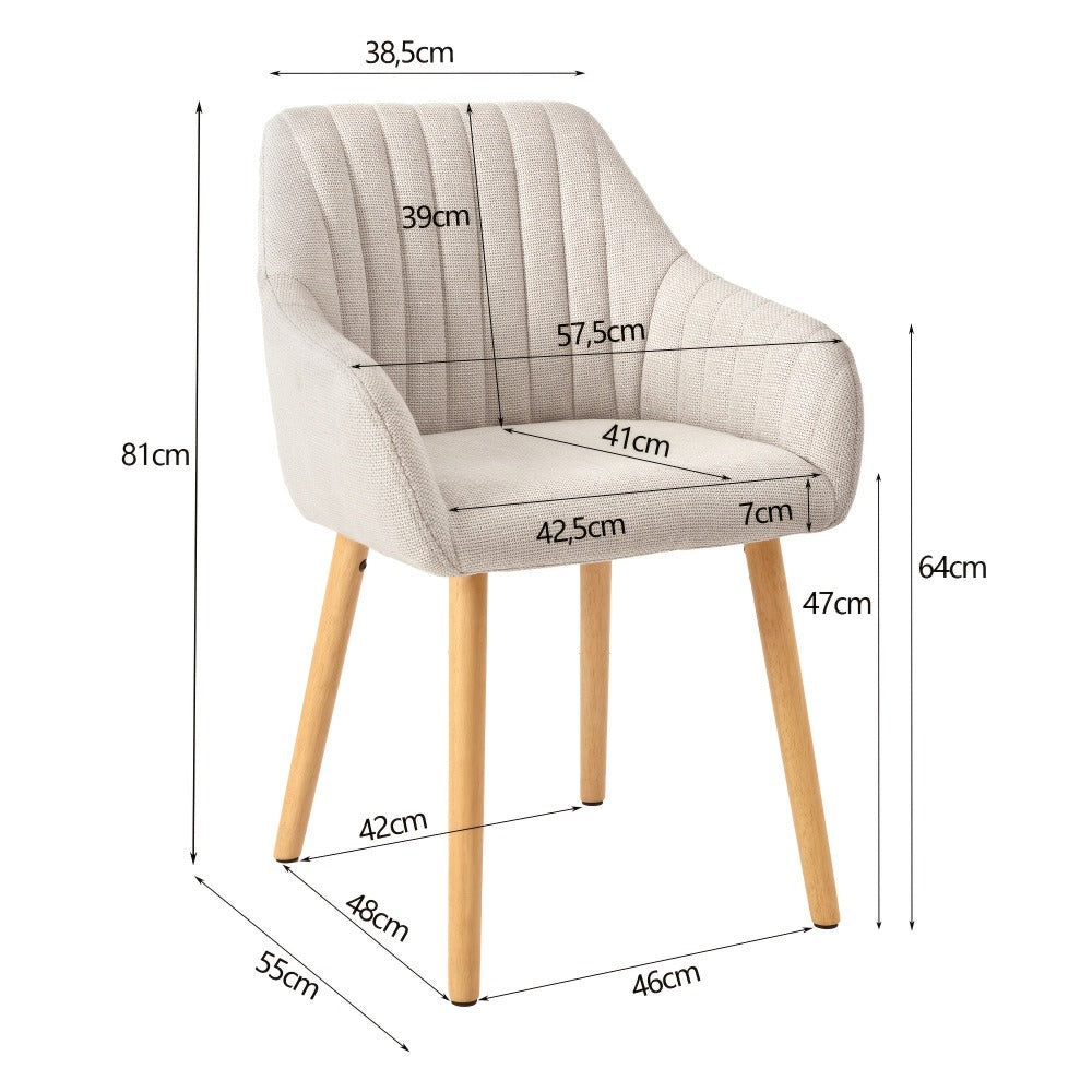Juego de 2/4/6 sillas de comedor minimalistas con cómodo respaldo, reposabrazos y patas de madera